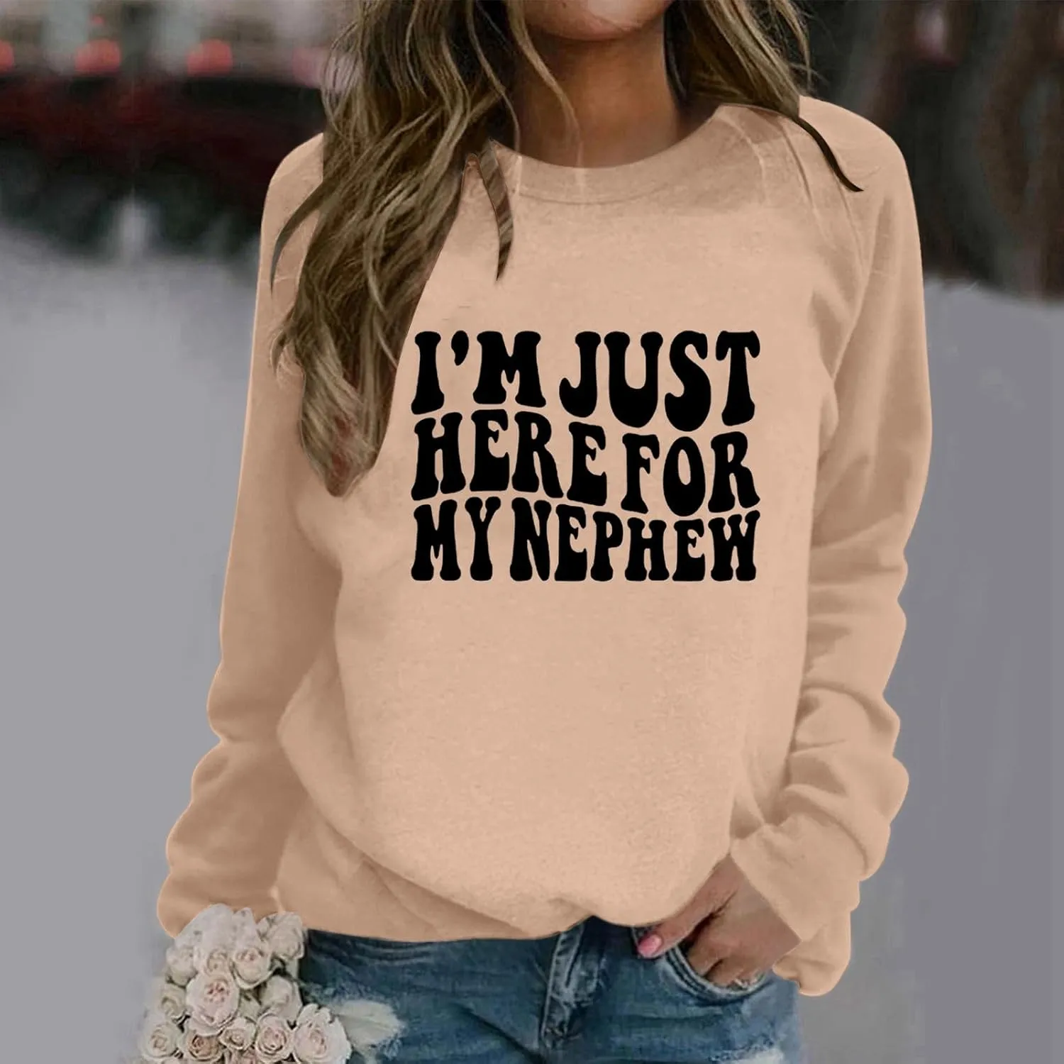 Women's Trendy Pullover Hoodie Letter Print Round Neck Top For Fall & Winter Oversize Hoodies Sweatshirt Women