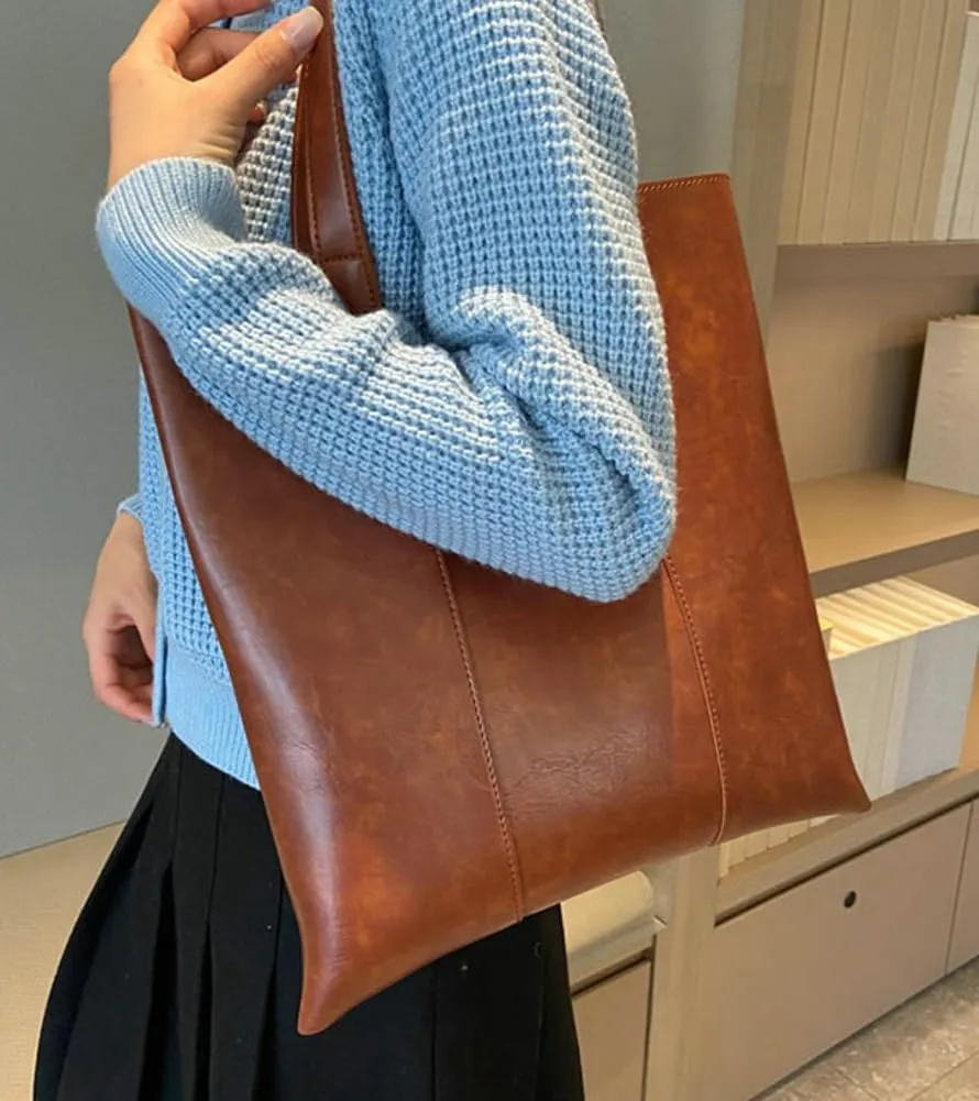 Womens Vintage Shoulder Bags Large Top Handle Satchel Fashion Handbags PU Leather Tote Purse Working Bags
