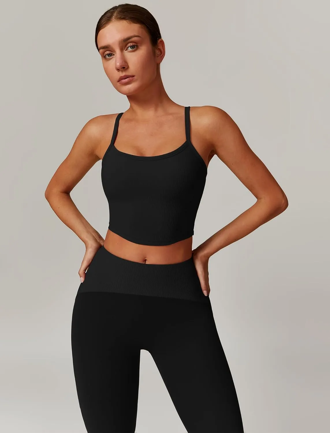 Workout Sets for Women 2 Piece High Waisted Seamless Butt Lifting Leggings Gym Yoga Outfit Stretchy Sports Bra Sets