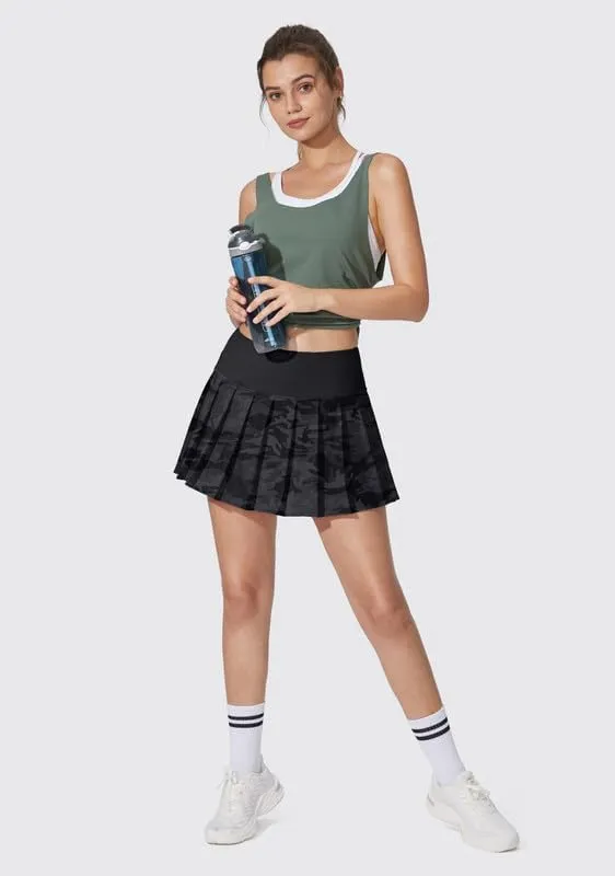 YYV Women's Pleated Tennis Skirt with 3 Pockets Golf Stretchy High Waisted Skort Skirts for Women Athletic Workout Casual