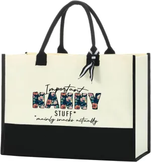 ZHAMEN Flowers Waterproof Tote Bag Grandma Mom Mimi Gigi Nana Granny Mum Oma Yaya Mamaw Abuela Grammy Nanny Gifts Beach Bag