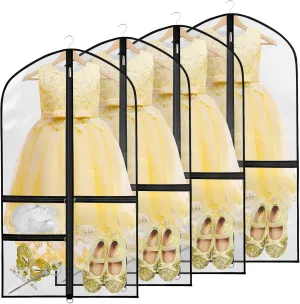 Zilink Kids Garment Bag for Dance 40 Dance Garment Bags for Dancers Cheer Uniform Garment Bag with 3 Clear Zipper PocketsSet of 4 (Clear/Black)
