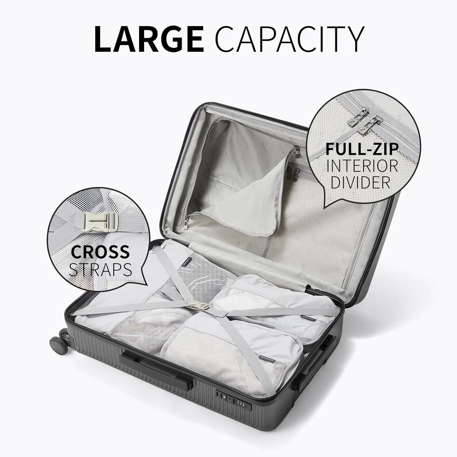 Zitahli Luggage Sets,Expandable Luggage Suitcase,Hardside Luggage with TSA Lock Spinner Wheels YKK zippers 20in 24in (Grey)